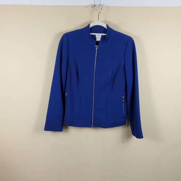 Chicos Textured Knit Jacket in Blue Size 4/6 - Picture 1 of 12